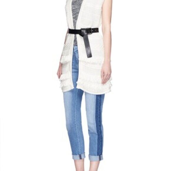 NWOT Vince Fringed Cable Knit Vest Cardigan - Picture 1 of 5